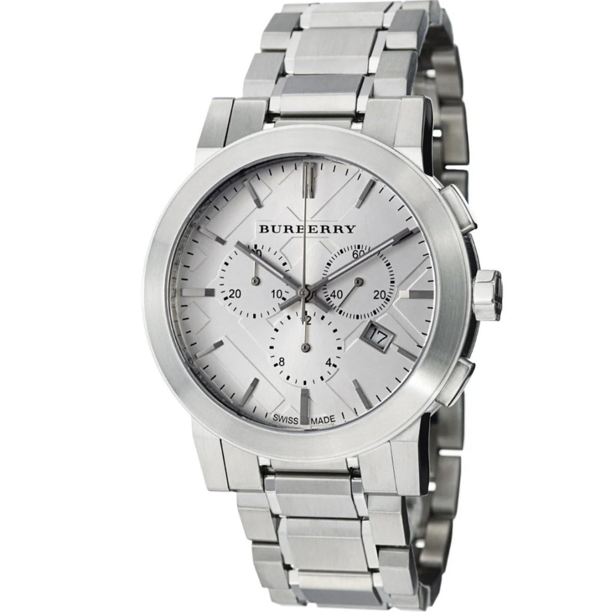 Burberry Men’s Watch Stainless Steel Silver Strap With Silver Dial BU9350 The City