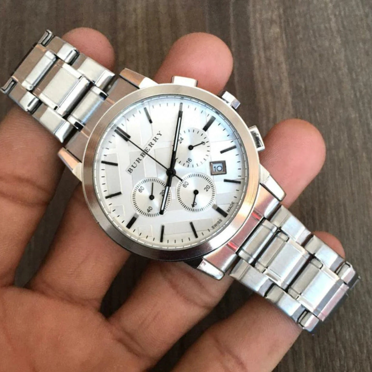 Burberry Unisex Watch Stainless Steel Silver Strap With Silver Dial BU9750 The City