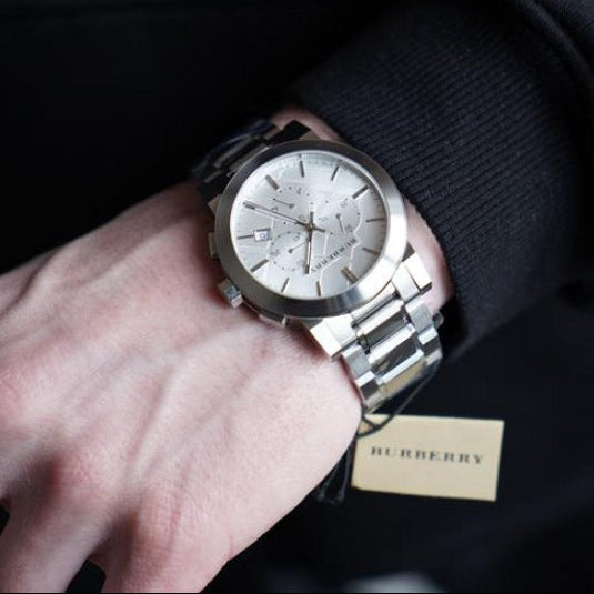 Burberry Men’s Watch Stainless Steel Silver Strap With Silver Dial BU9350 The City