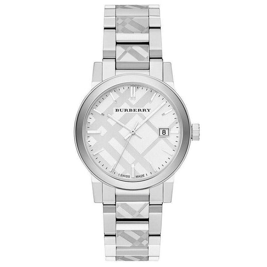Burberry Unisex Watch Stainless Steel Silver Strap With Silver Dial BU9037 The City Collection