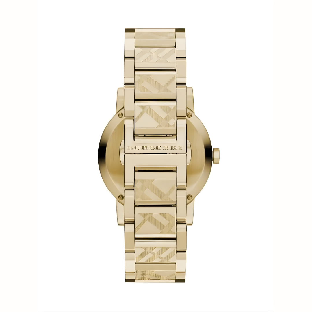 Burberry Unisex Watch Stainless Steel Gold Strap With Gold Dial BU9038 The City