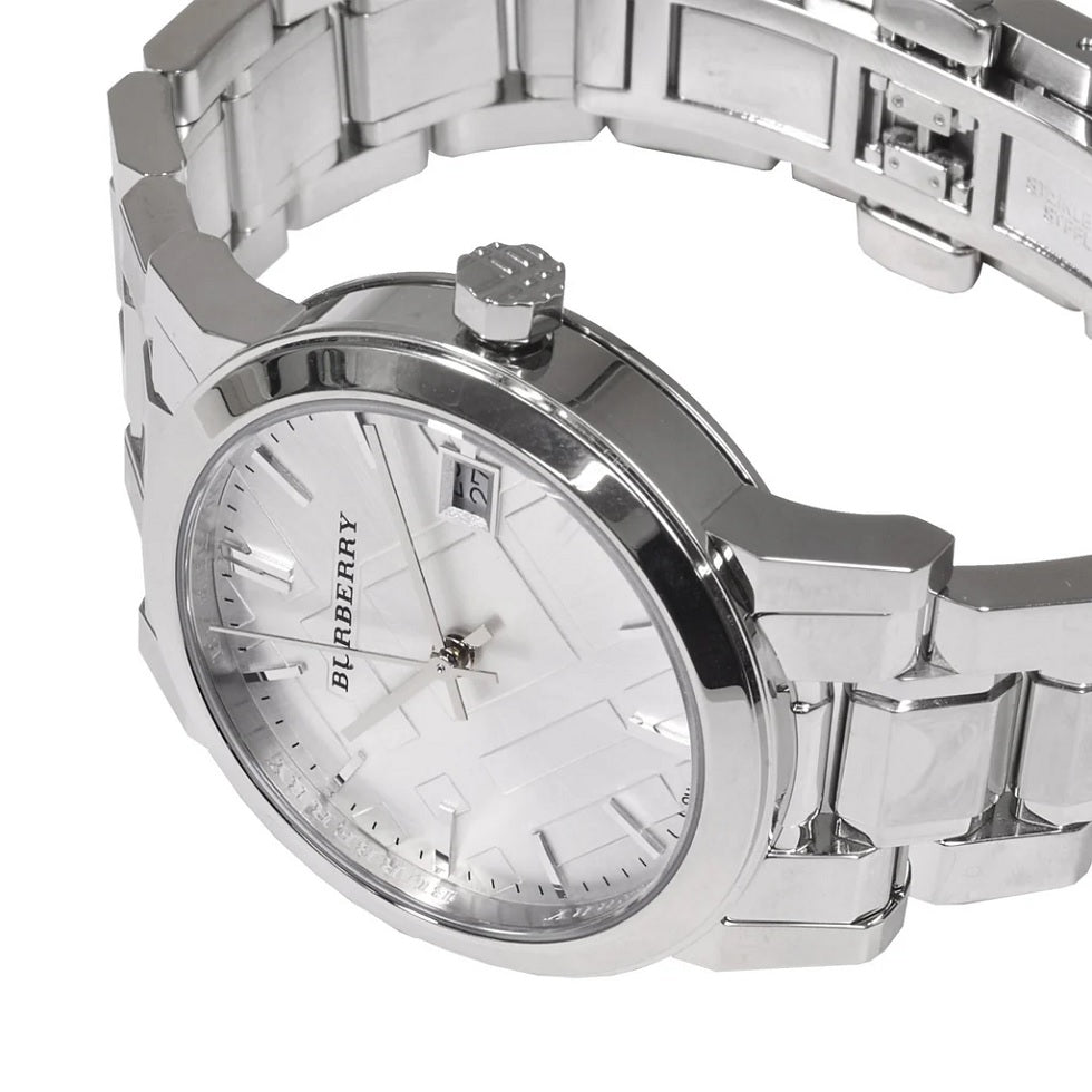 Burberry Women's Watch Stainless Steel Silver Strap With Silver Dial BU9100 The City