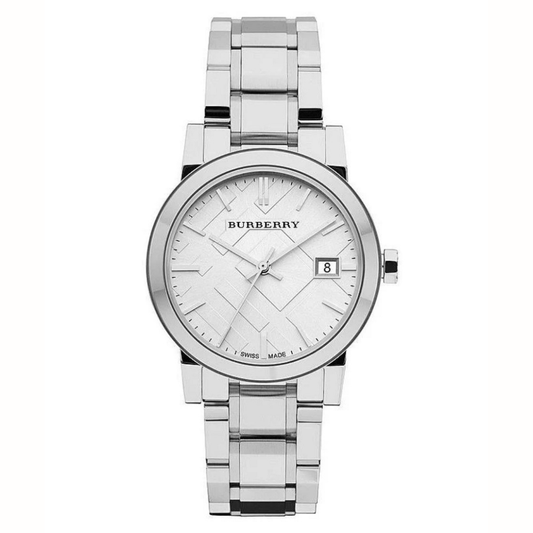 Burberry Women's Watch Stainless Steel Silver Strap With Silver Dial BU9100 The City