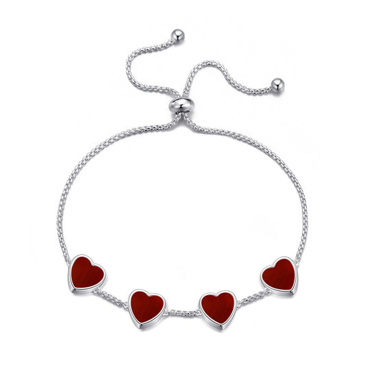 Carnelian Gemstone Multi Heart Friendship Bracelet