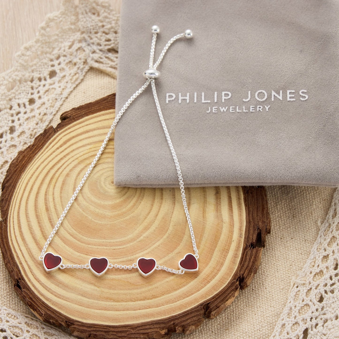 Carnelian Gemstone Multi Heart Friendship Bracelet