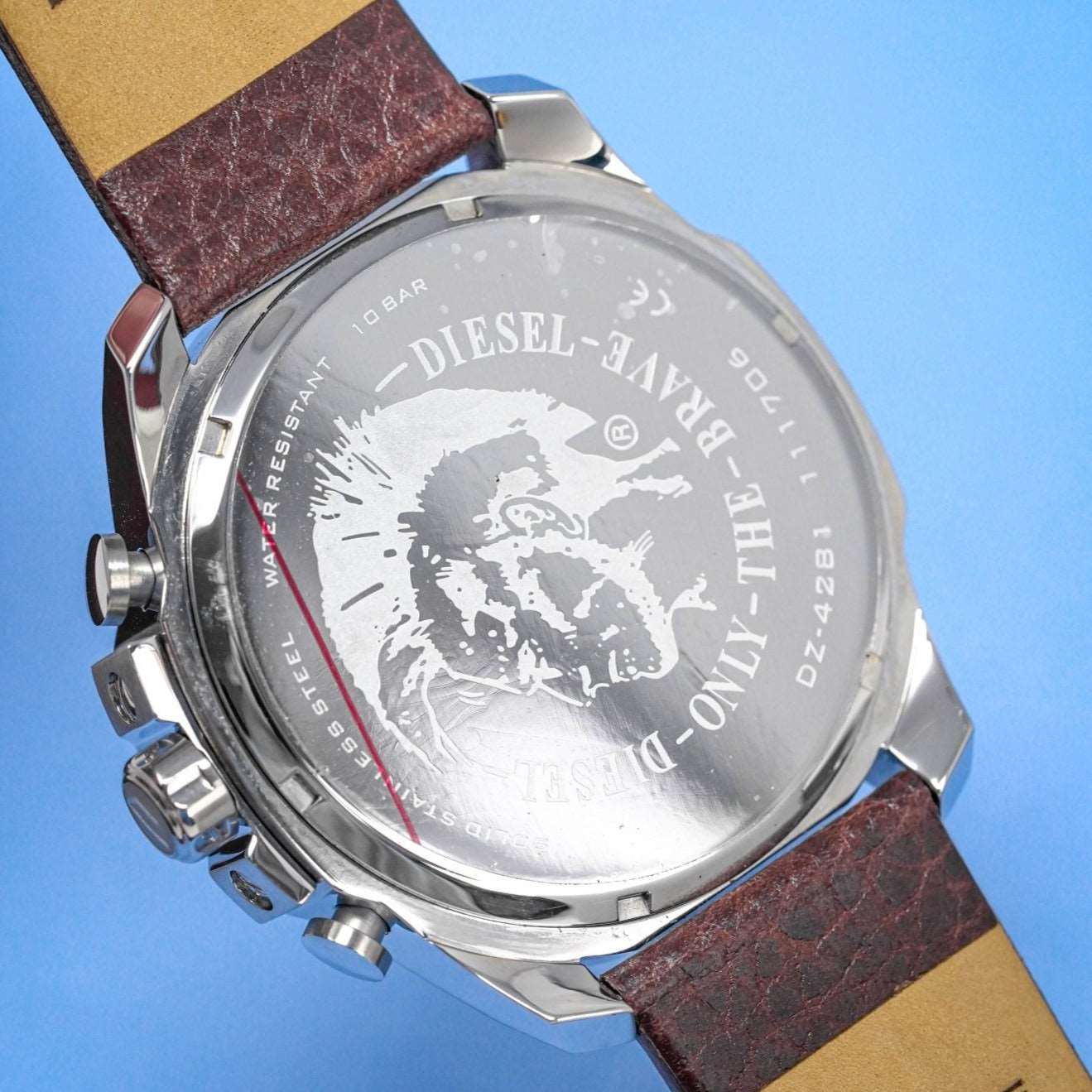 Diesel Dz4281 Men S Chronograph Mega Chief Blue Brown Watch