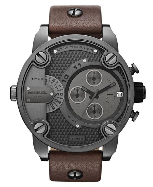 Diesel Dz7258 Men S Chronograph Little Daddy Gun Metal Brown Watch