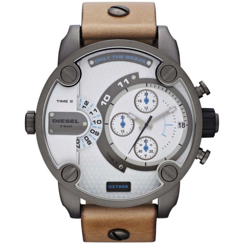 Diesel Dz7269 Men S Chronograph Little Daddy White Brown Watch