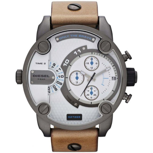 Diesel Dz7269 Men S Chronograph Little Daddy White Brown Watch