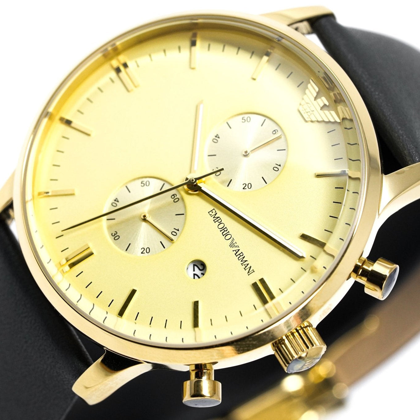 Emporio Armani Ar0386 Men S Gianni Chronograph Gold Pvd Watch