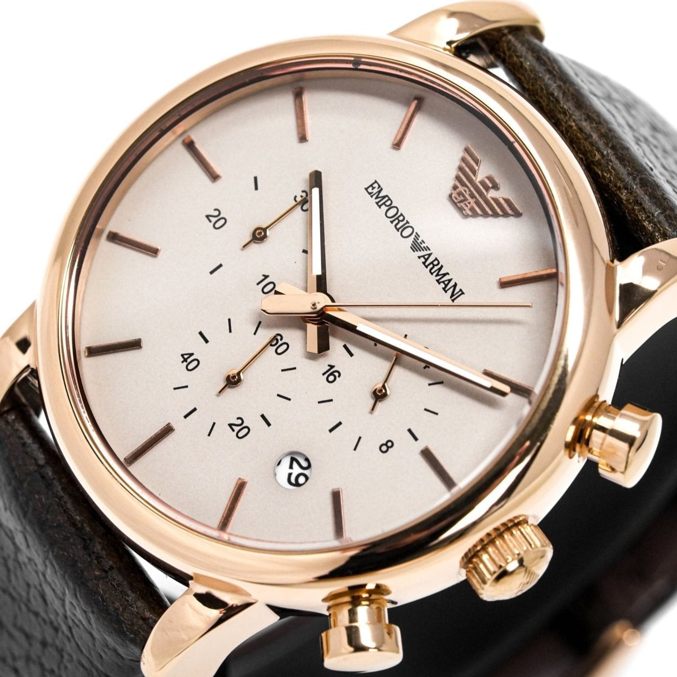 Emporio Armani Ar1809 Men S Luigi Chronograph Rose Gold Pvd Watch