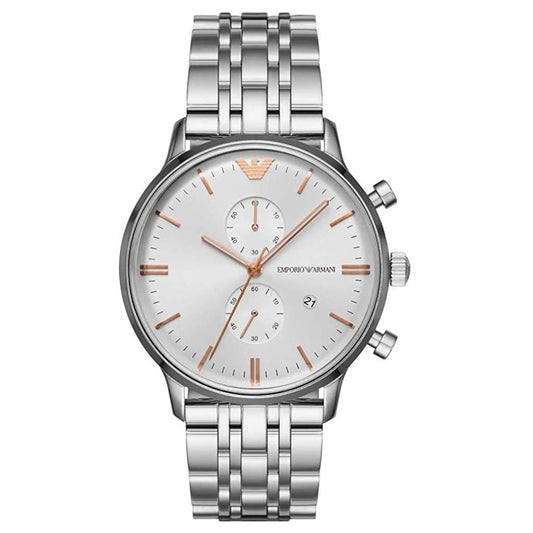 Emporio Armani Ar1933 Men S Silver Tone Chronograph Watch
