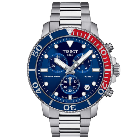 Tissot Seastar 1000 Quartz Chronograph Mens Graded Blue Watch T1204171104103