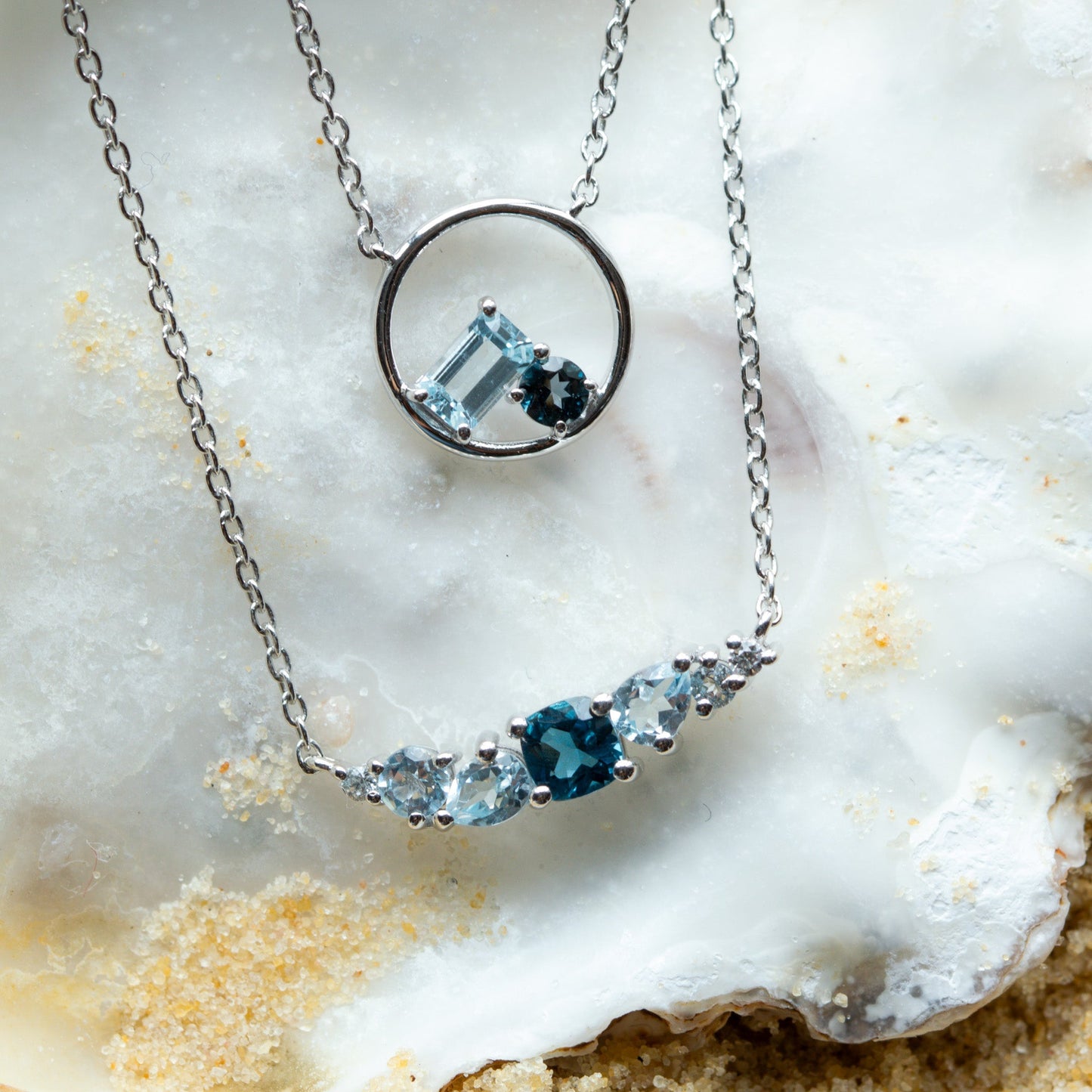 Elegant Topaz Cluster Silver Necklace - Zaria