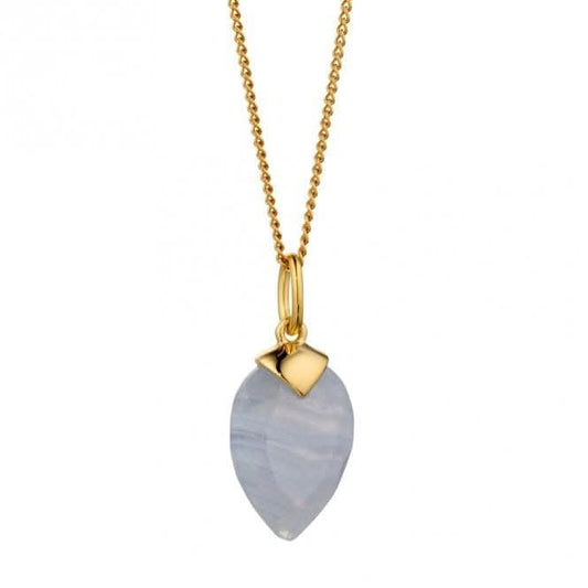 December Yellow Gold Plated Birthstone Chalcedony Stone Pendant P4986