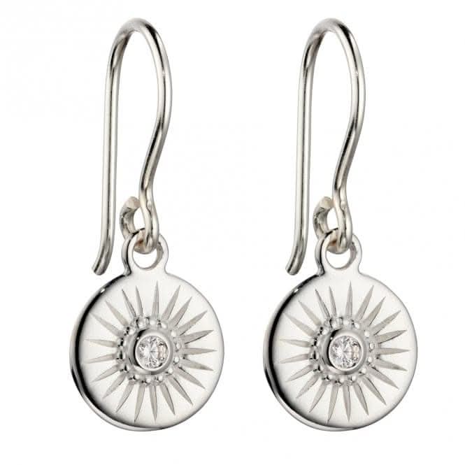 Diamond Cut Disc Drop Earrings with Zirconia E6004C