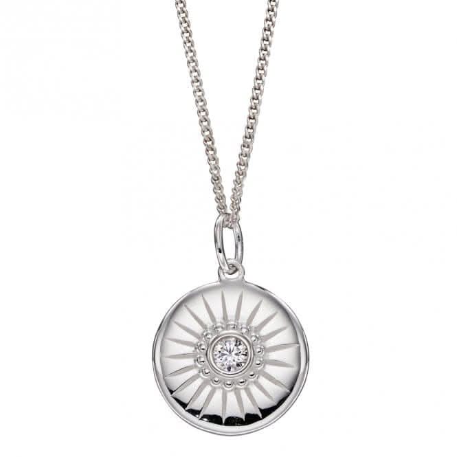 Diamond Cut Disc Pendant with Zirconia P4972C