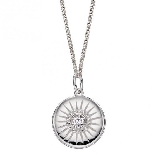 Diamond Cut Disc Pendant with Zirconia P4972C