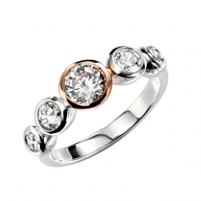 Elements Rose Gold Plated Multi CZ Ring R3321C
