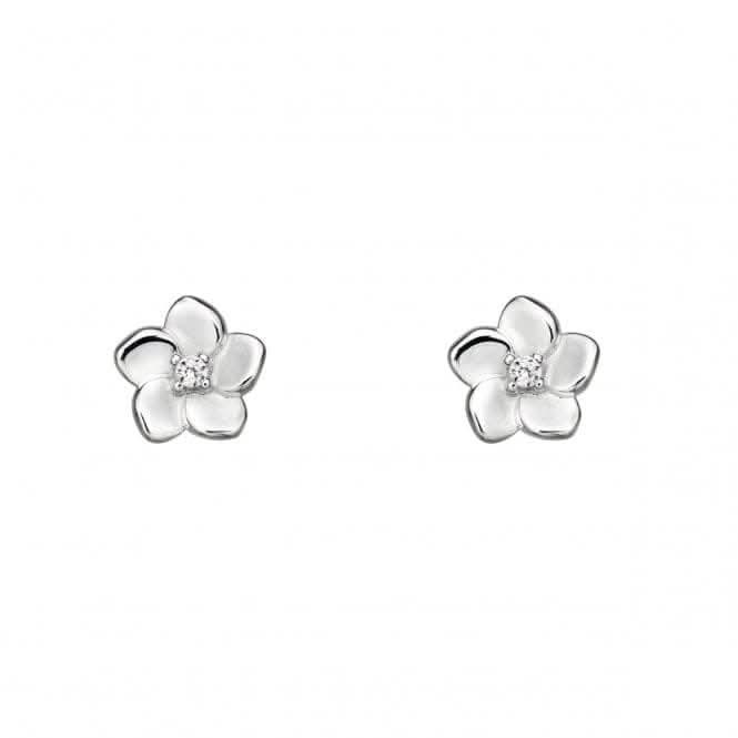 Elements Silver 3D Cherry Blossom With CZ Centre Earrings E5731C