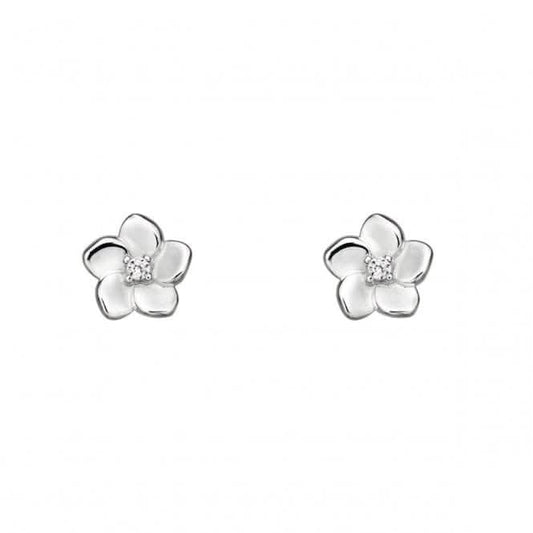 Elements Silver 3D Cherry Blossom With CZ Centre Earrings E5731C