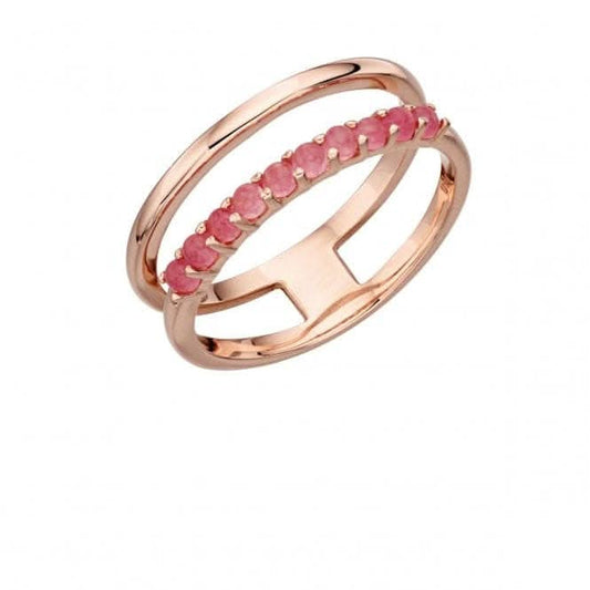 Elements Silver Double Bar With Rose Gold Plate And Quartz Ring R3582P