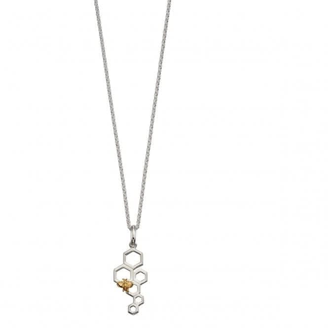 Elements Silver Honeycomb And Bee Silver Yellow Gold Plating Pendant P4674