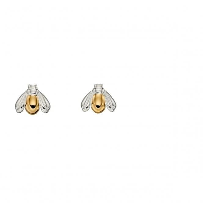 Elements Silver Mixed Yellow Plate And Plain Silver Bug Earrings E5682
