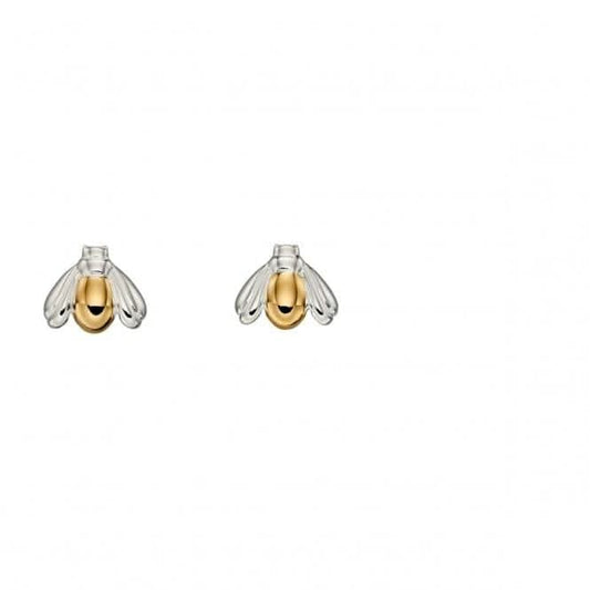 Elements Silver Mixed Yellow Plate And Plain Silver Bug Earrings E5682