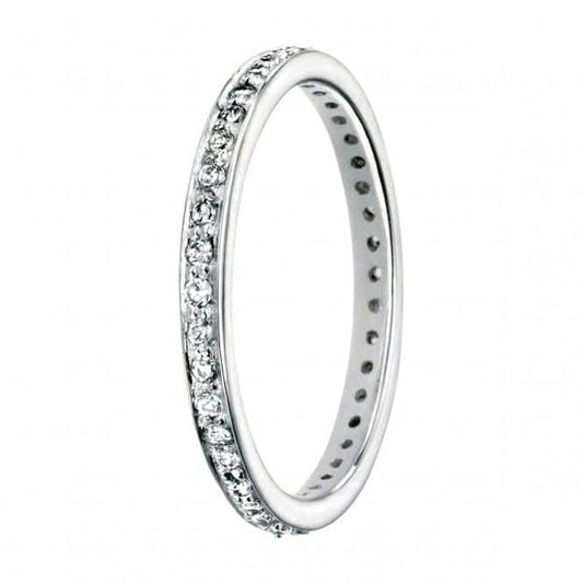 Elements Silver Pave Set Round CZ Ring R2784CZ360