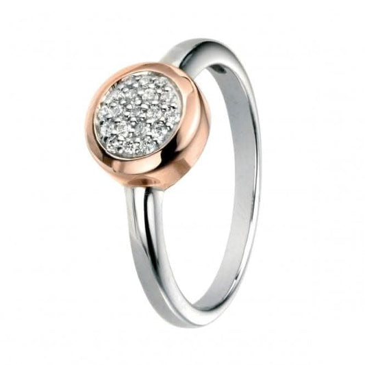 Elements Silver Pave With Rose Gold Surround Ring R3454C