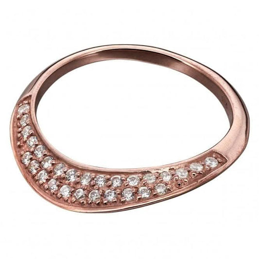 Elements Silver Rose Gold Plated And CZ Ring R3671C