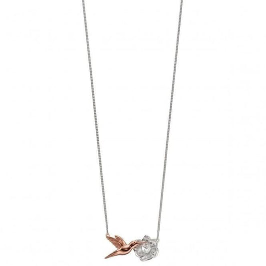 Elements Silver Rose Gold Plated Hummingbird Necklace N4313