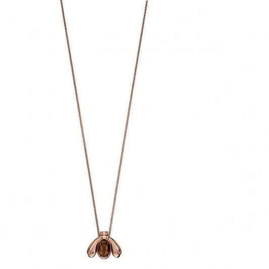 Elements Silver Rose Gold Plated Silver Smoky Quartz Bug Pendant P4677Y