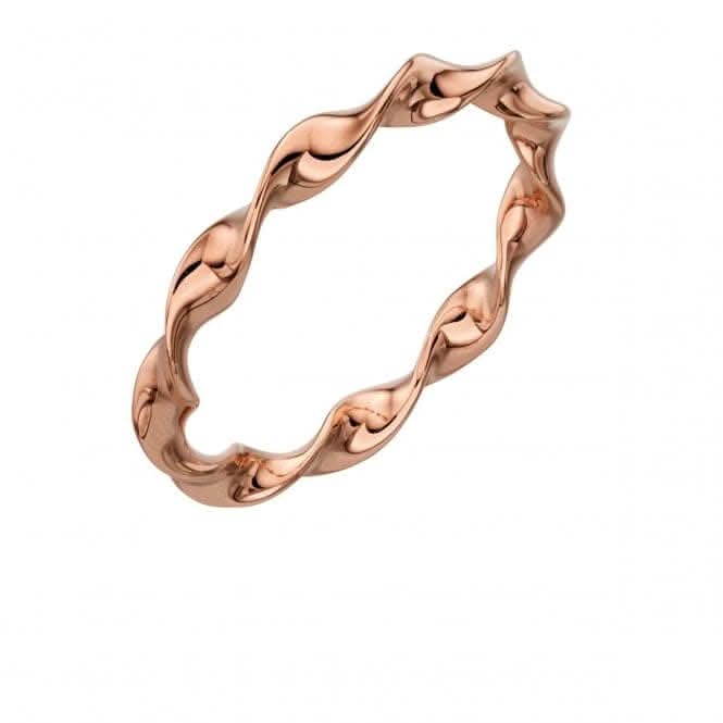 Elements Silver Rose Gold Plated Twist Ring R3577