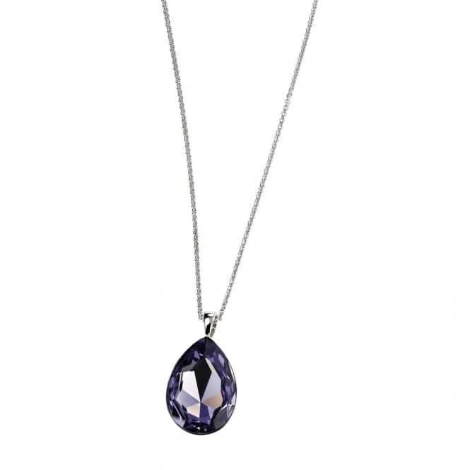 Elements Silver Teardrop Swarovski Tanzanite Colour Crystal Backed Pendant P2818MZ364N193