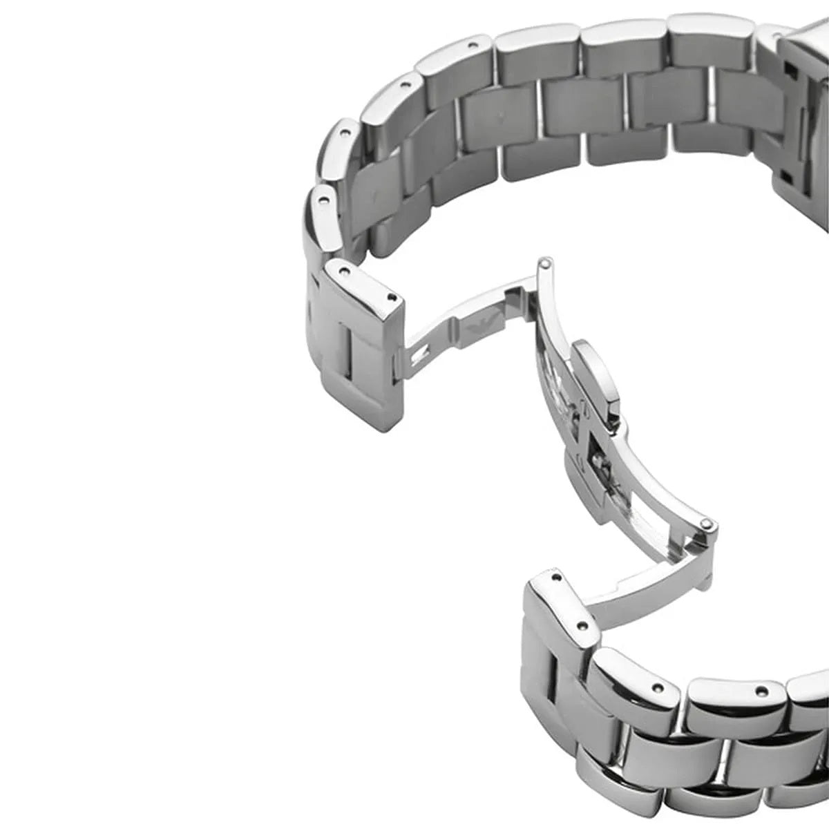 Emporio Armani Men’s Watch Stainless Steel Silver Strap With Black Dial Rectangular Classic AR0156