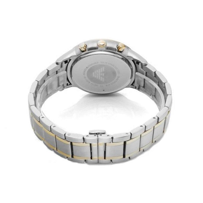 Emporio Armani Men's Watch Stainless Steel Silver & Yellow Gold Tone Strap With Silver Dial AR11076 Renato