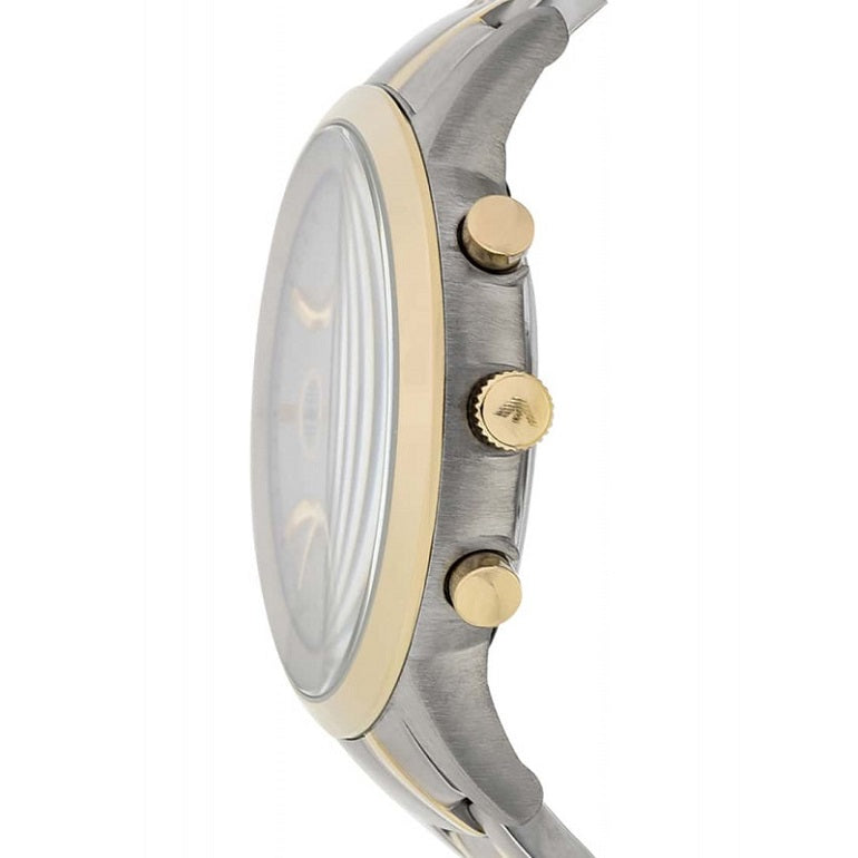Emporio Armani Men's Watch Stainless Steel Silver & Yellow Gold Tone Strap With Silver Dial AR11076 Renato