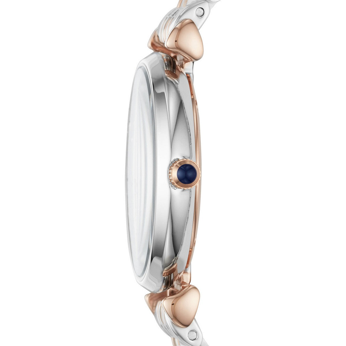 Emporio Armani Women's Watch Stainless Steel Two-Tone Silver & Rose Gold Strap With Blue Dial AR11092 Gianni T-Bar