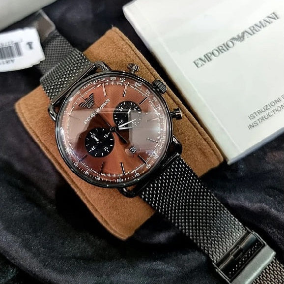 Emporio Armani AR11141 Aviator Men's Grey Mesh Watch