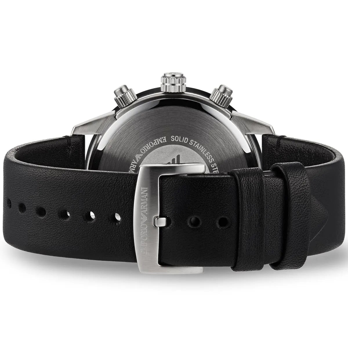 Emporio Armani Men's Watch Black Leather Strap With Black Dial AR11243 Mario