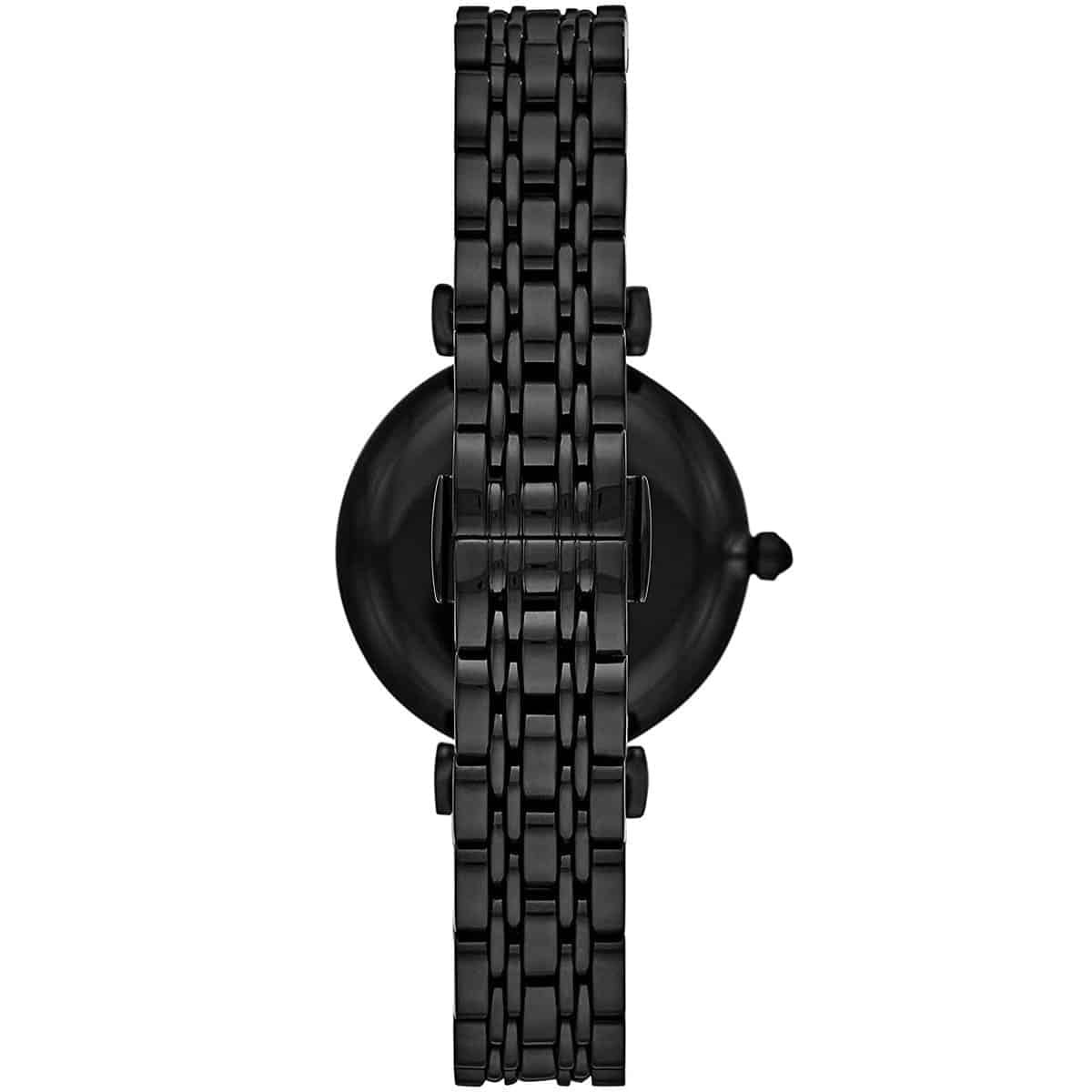 Emporio Armani Women's Watch Stainless Steel Black Strap With Pave Crystal Black Dial AR11245 Gianni T-Bar