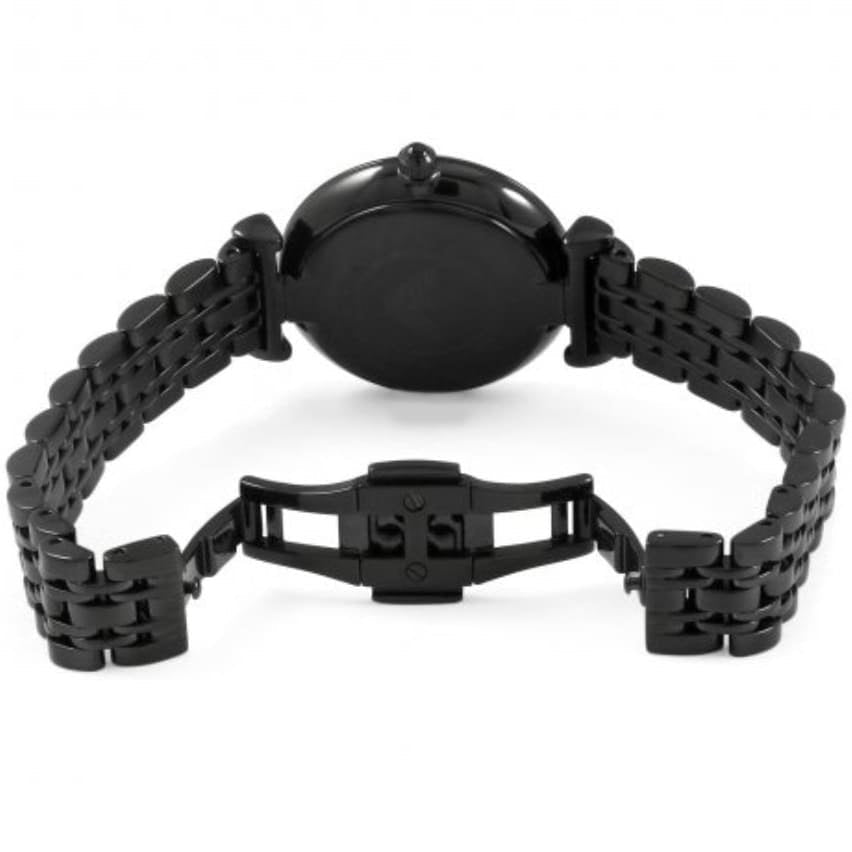 Emporio Armani Women's Watch Stainless Steel Black Strap With Pave Crystal Black Dial AR11245 Gianni T-Bar