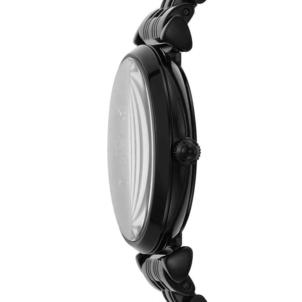 Emporio Armani Women's Watch Stainless Steel Black Strap With Pave Crystal Black Dial AR11245 Gianni T-Bar