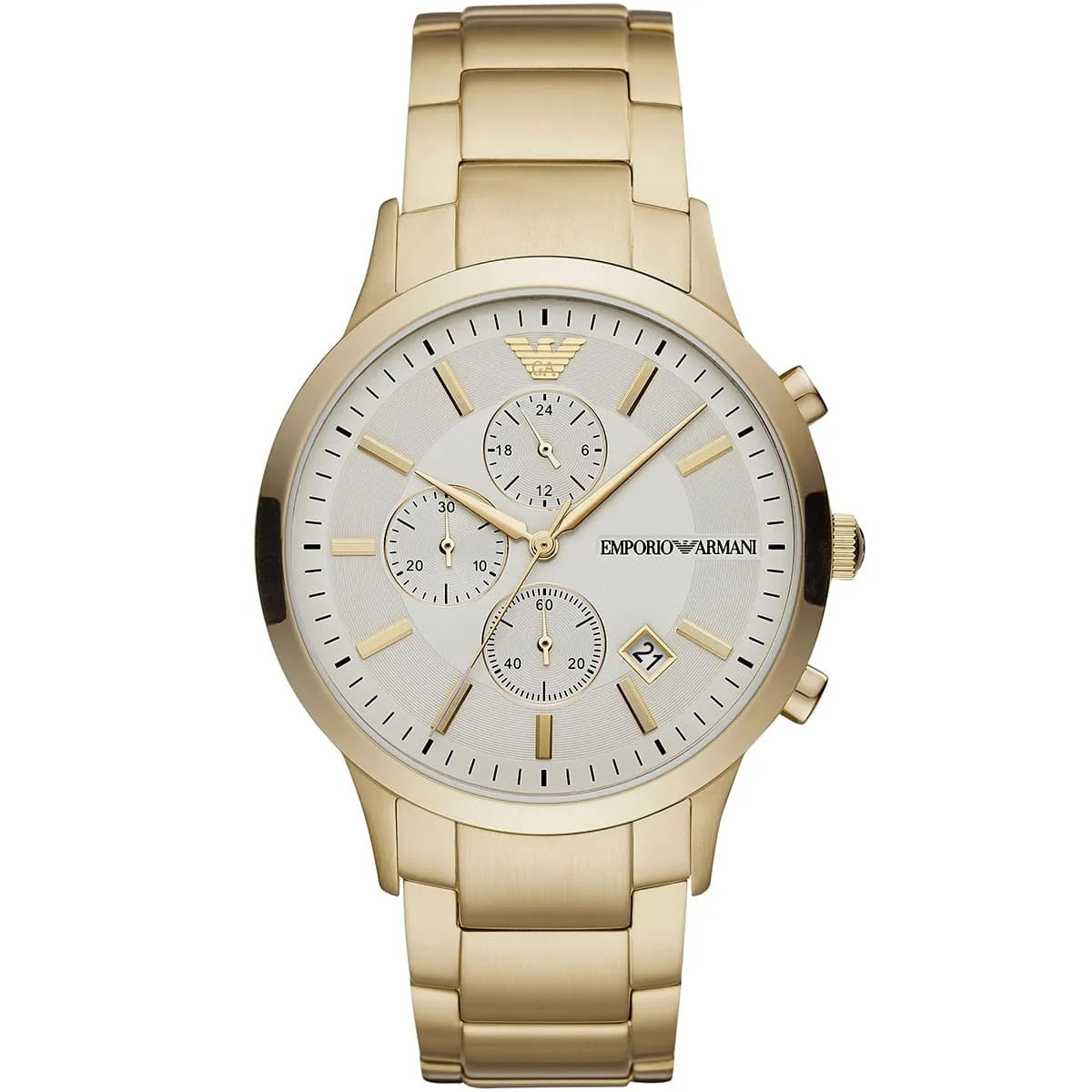 Emporio Armani Men's Watch Stainless Steel Gold Strap With Silver Dial AR11332 Renato