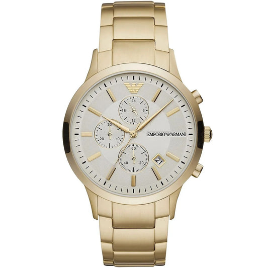 Emporio Armani Men's Watch Stainless Steel Gold Strap With Silver Dial AR11332 Renato
