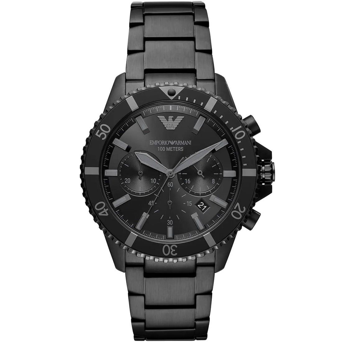 Emporio Armani Men's Watch Stainless Steel Black Strap With Black Dial AR11363 Diver