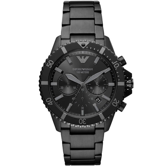 Emporio Armani Men's Watch Stainless Steel Black Strap With Black Dial AR11363 Diver