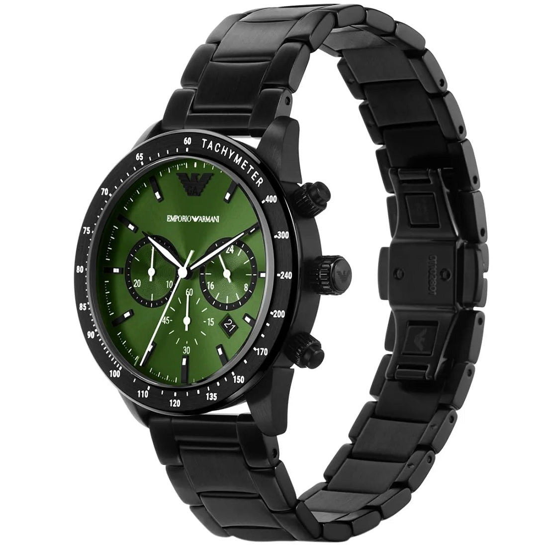 Emporio Armani Men's Watch Stainless Steel Black Strap With Green Dial AR11472 Mario